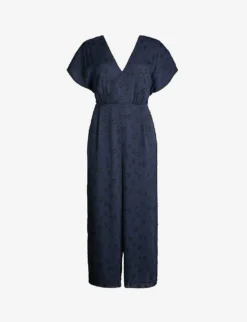 Whistles Waist-tie Back Star-jacquard Woven Jumpsuit