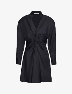 Sandro Celia Ruched Satin-twill Mini Dress