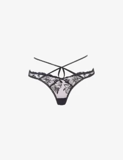 AGENT PROVOCATEUR Ozella Mid-rise Floral-lace Thong