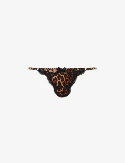 AGENT PROVOCATEUR Molly Leopard-print High-rise Stretch-silk Thong