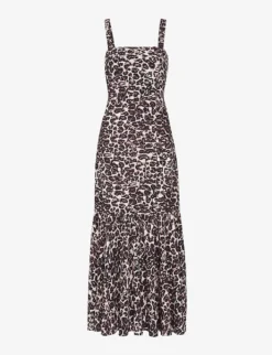 Whistles Eleta Leopard-print Woven Midi Dress