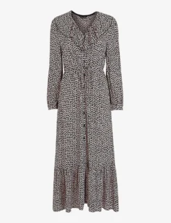 Whistles Abstract Heart-print Woven Midi Dress