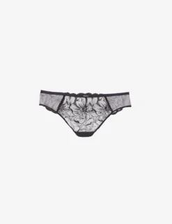 Chantelle Fleurs Tanga Mid-rise Stretch-mesh Briefs
