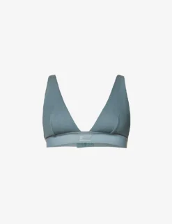 Logo-patch Ribbed Stretch-cotton Bralette