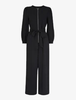 Whistles Estelle Puffed-sleeved Belted Woven Jumpsuit