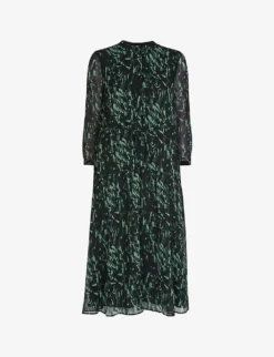 Whistles Graphic-print Recycled Polyester-blend Midi Dress