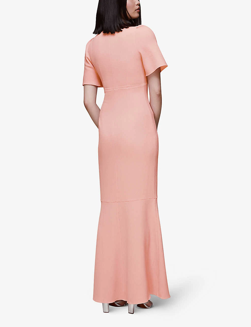 Whistles Molly Button-through V-neck Stretch-crepe Maxi Dress - Image 4
