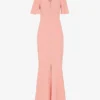 Whistles Molly Button-through V-neck Stretch-crepe Maxi Dress