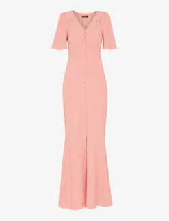 Whistles Molly Button-through V-neck Stretch-crepe Maxi Dress