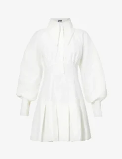 Oversized-collar Crepe Mini Dress