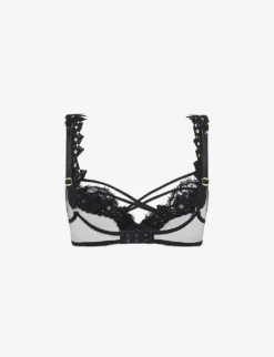 AGENT PROVOCATEUR Paz Mesh-panelled Stretch-lace Bralette