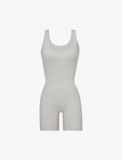 Slim-fit Ribbed Stretch-cotton Playsuit