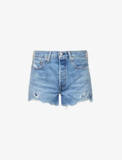 Levis 501 Distressed High-rise Denim Shorts