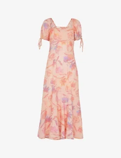 Whistles Floral-print Fitted Woven Midi Dress