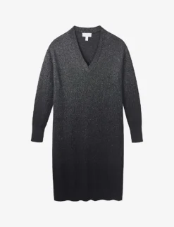 Sparkle V-neck Knitted Midi Dress