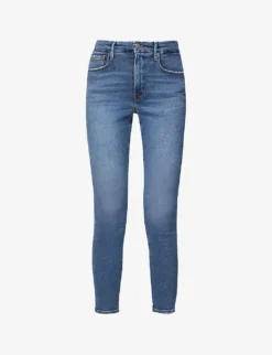 GOOD AMERICAN Good Legs Cropped Slim-leg Mid-rise Stretch-denim Jeans