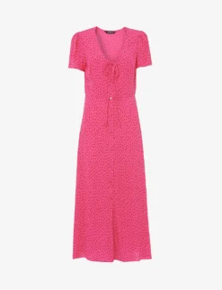 Whistles Heidi Polka-dot Crepe Midi Dress