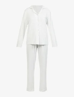 All-over Pattern Piped Stretch-jersey Pyjama Set