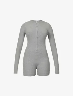 Soft Lounge Ribbed Stretch-jersey Playsuit