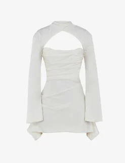 Toira Long-sleeved Corseted Satin Mini Dress