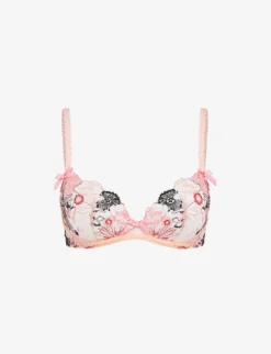 AGENT PROVOCATEUR Zuri Floral-embroidered Plunge Mesh Bra