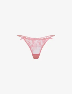 AGENT PROVOCATEUR Jayce Floral-embroidered Mid-rise Lace Thong