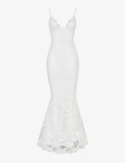 Solene Scallop-trim Floral-lace Bridal Gown