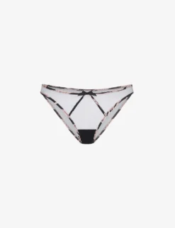 AGENT PROVOCATEUR Ellise Tiger-trim Mesh High-leg Briefs