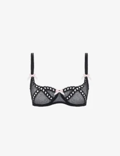 AGENT PROVOCATEUR Rozey Bow-detail Underwired Mesh Bra