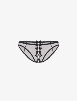 AGENT PROVOCATEUR Lorna Party Ouvert Sequinned Mid-rise Mesh Briefs