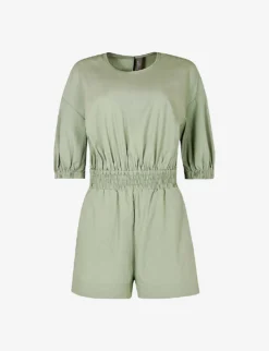 Sweaty Betty Loren Gathered-detail Lyocell And Cotton-blend Playsuit
