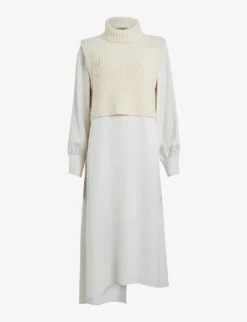 AllSaints Zoey 2-in-1 Recycled-polyester Blend Midi Shirt Dress And Wool-blend Jumper