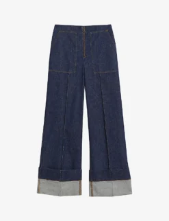 Ted Baker Pattei Contrast-stitching Wide-leg High-rise Stretch-organic-cotton Jeans