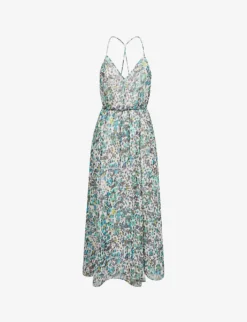 Reiss Floral-print Recycled-polyester Midi Dress