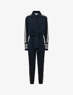 Reiss Selma Side-stripe Woven Jumpsuit