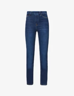 GOOD AMERICAN Pull On Straight Faded-wash Straight High-rise Stretch-denim Jeans