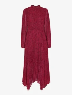 Whistles Abstract Snakeskin-print Pleated Recycled-polyester Midi Dress