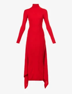 ALAIA Turtleneck Split-side Cashmere And Silk-blend Midi Dress