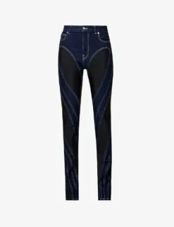 Mugler Spiral Seam-embellished Skinny High-rise Stretch-denim Jeans