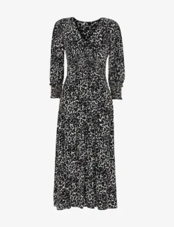 Whistles Shadow Leopard-print Woven Midi Dress