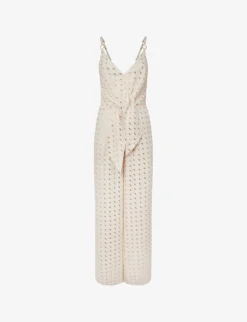Reiss Scarlet Metallic-embroidery Woven Jumpsuit
