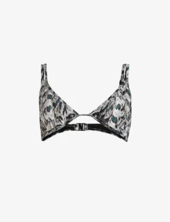 AllSaints Heidi Ines Graphic-print V-neck Stretch-woven Bikini