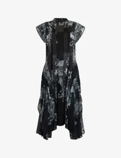 AllSaints Freya Venetia Floral-print Recycled-polyester Midi Dress