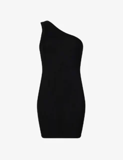 AllSaints Stef Asymmetric One-shoulder Slim-fit Stretch-woven Mini Dress