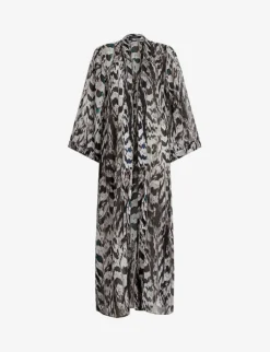 AllSaints Carine Ines Graphic-print Recycled-polyester Kimono