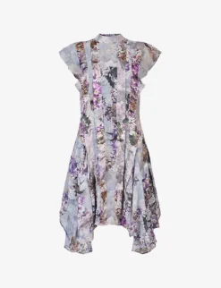 AllSaints Lucia Floral-print Recycled-polyester Mini Dress