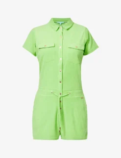 Melissa Odabash Cheryl Drawstring-waist Cotton-blend Playsuit