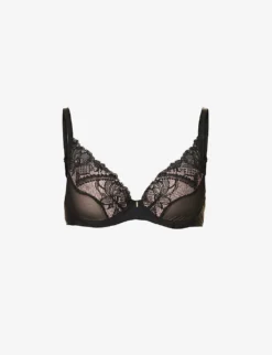 Chantelle Orangerie Floral-embroidered Stretch-lace Plunge Bra