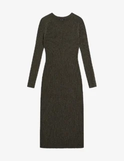 Ted Baker Slim-fit Metallic-knitted Midi Dress