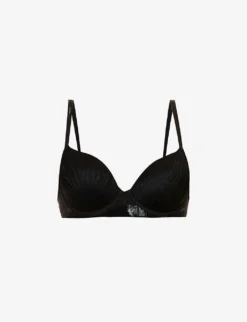 Calvin Klein Sheer Marquisette Floral-embroidered Stretch-lace Bra